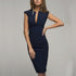 Deep V split solid color pencil skirt - ROUTINE FASHION